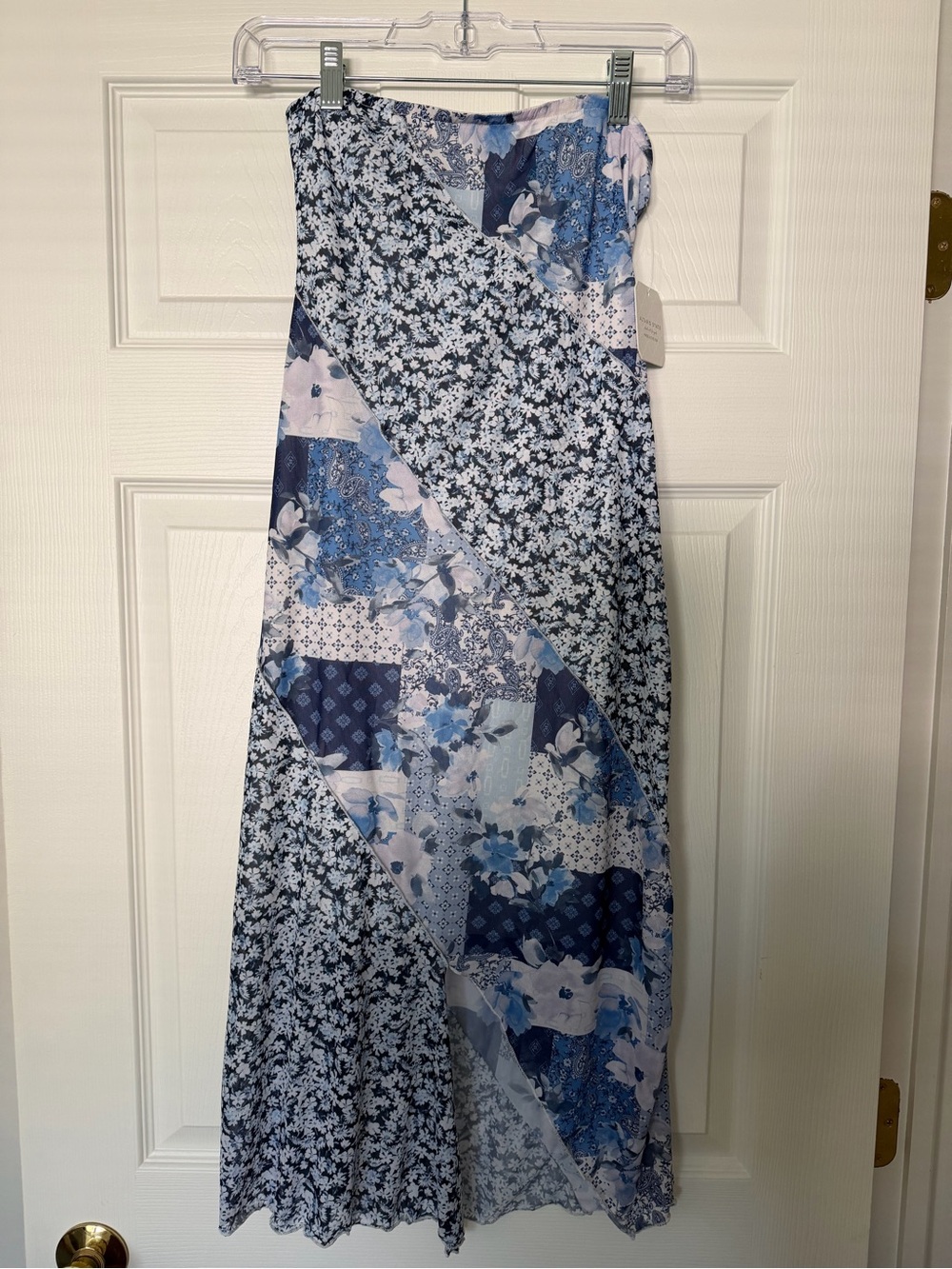 Blue Floral Patchwork Maxi Dress